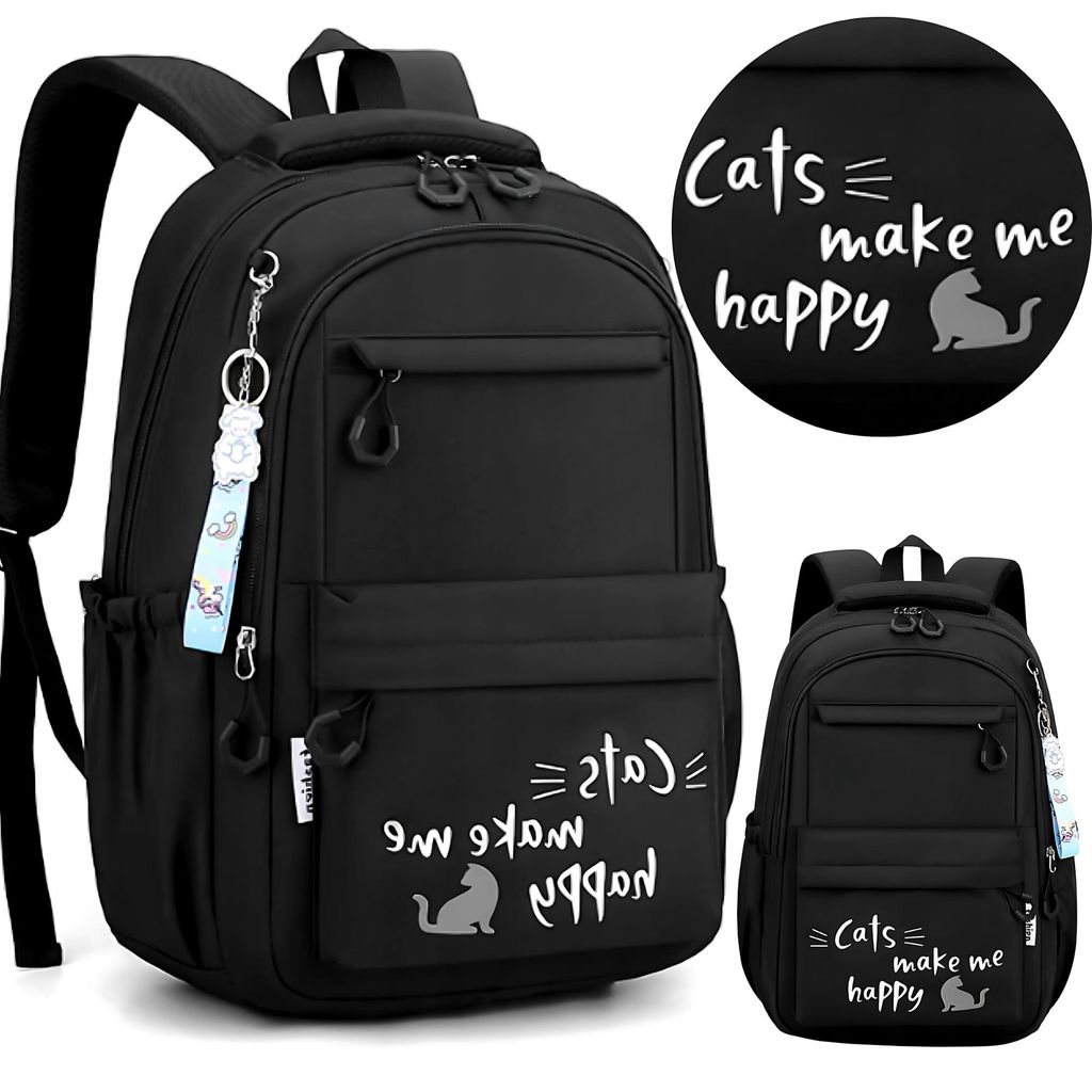 Schulrucksack Jungen Mädchen Schwarz - Wasserdicht Produktbild 