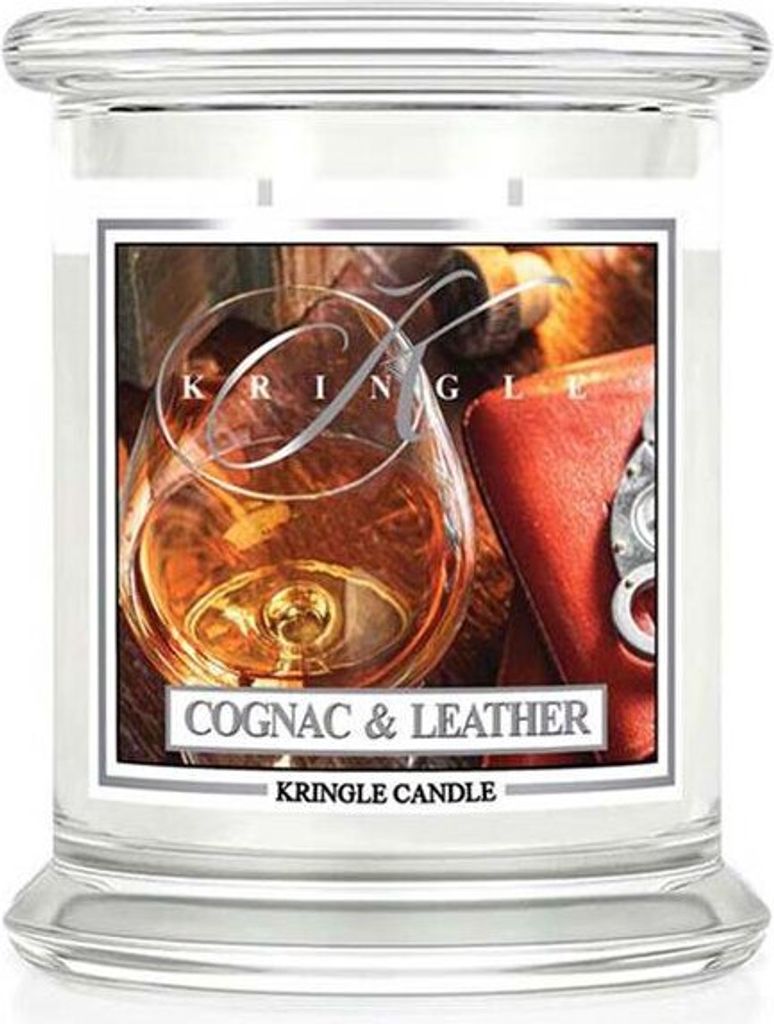 Kringle Candle Duftkerze Jar Medium Cognac & Leather