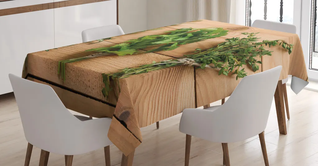 Tovaglia Shabby Chic ABAKUHAUS Erbe Aromatiche 140x240 Verde