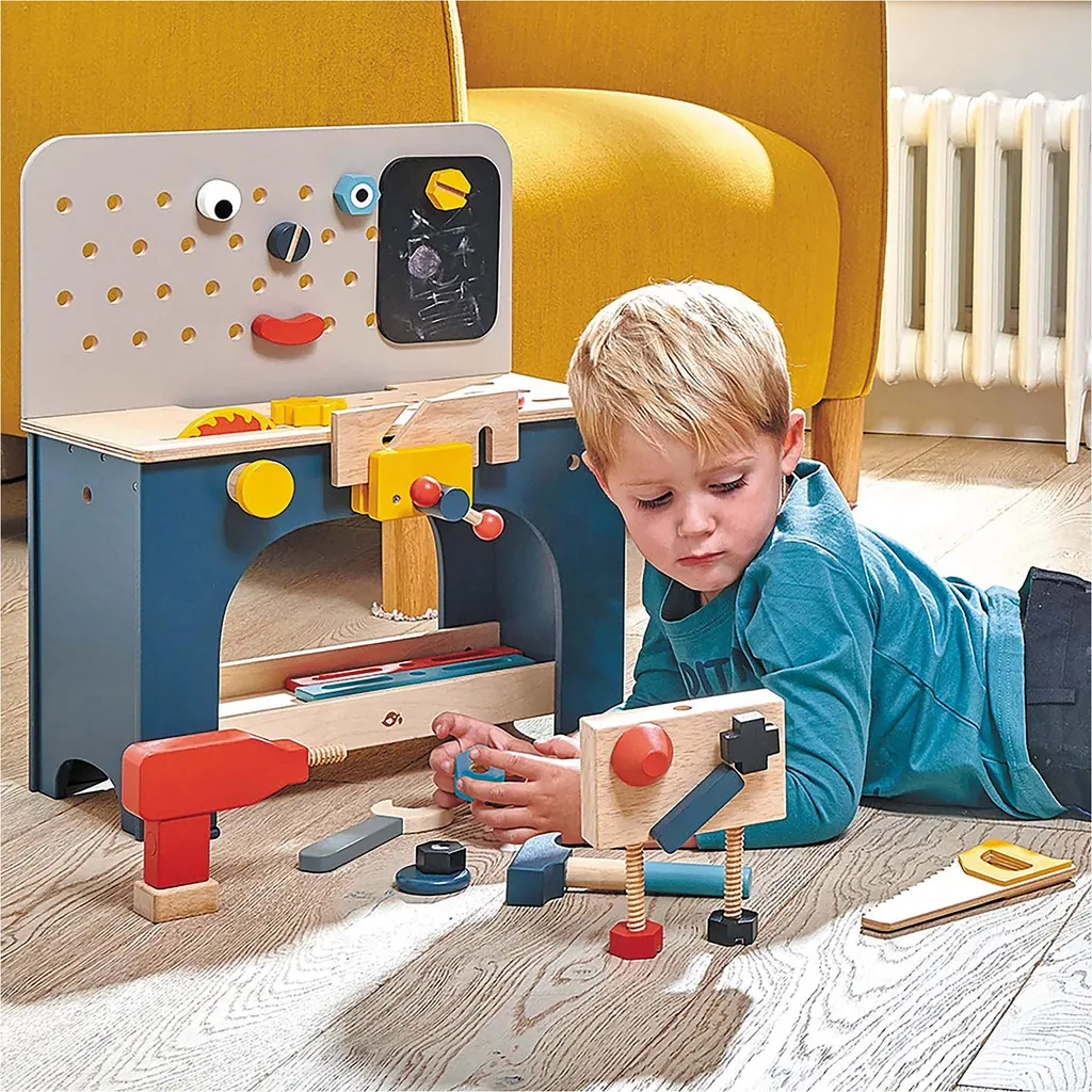 Établi enfant en bois robuste avec accessoires - Modèle table éducatif