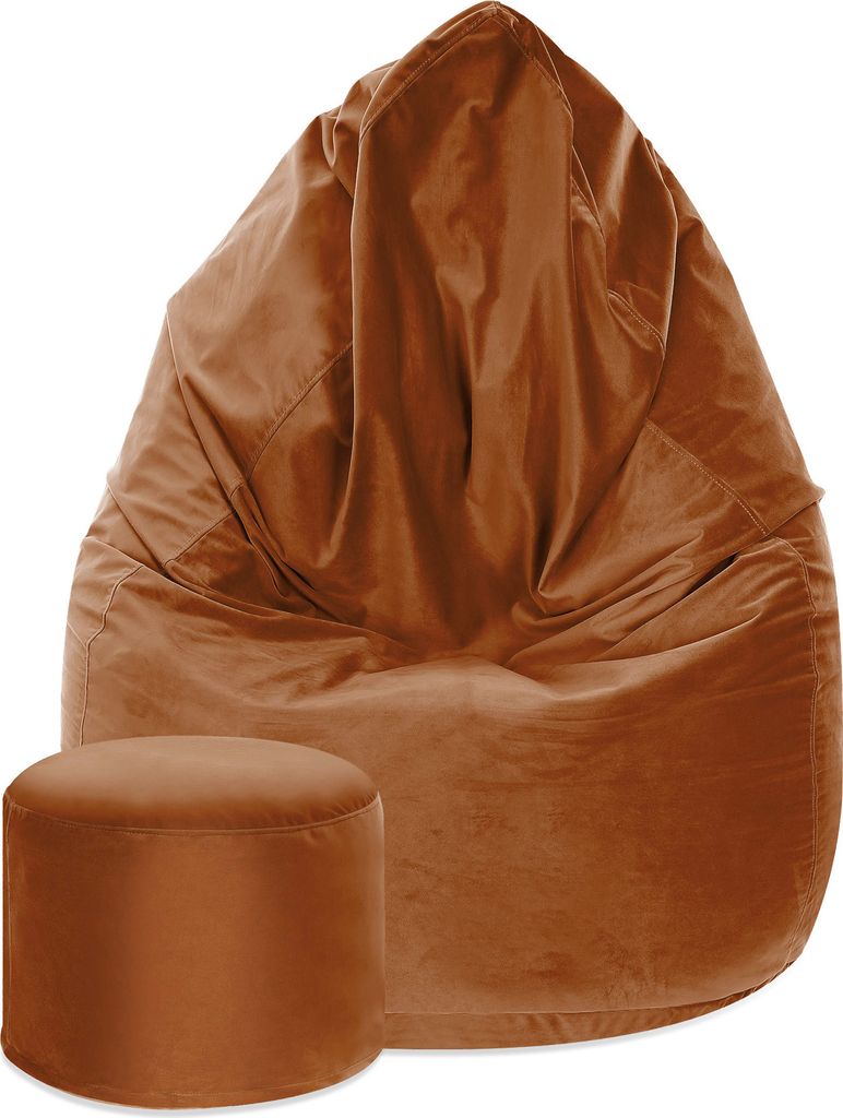 Dreamroots Bean Bag 80x80x120cm Sitzsack mit Lehne und Hocker und Bezug Sitzkissen Boden Chill Sack Bubibag Sitzsack Sitzsack Pumpkin Spice