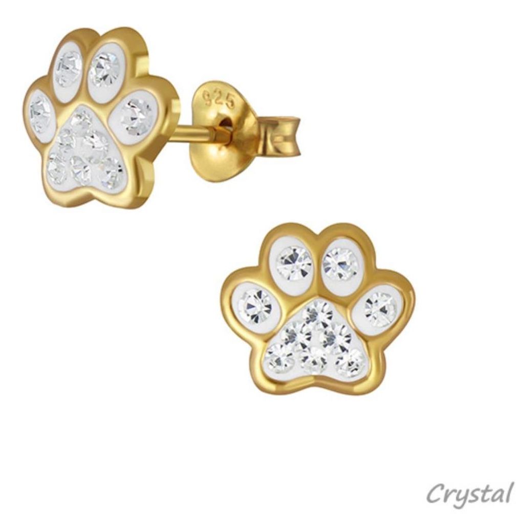 Ohrringe Silber 925 Ohrstecker „Pfote / Pfötchen“ gold Produktbild 
