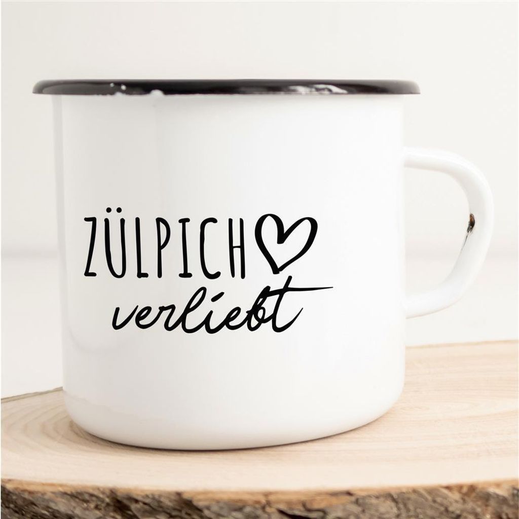 Huuraa Emaille Tasse Zülpich Geschenk Kaffeebecher Vintage 300ml Zülpich Präsent