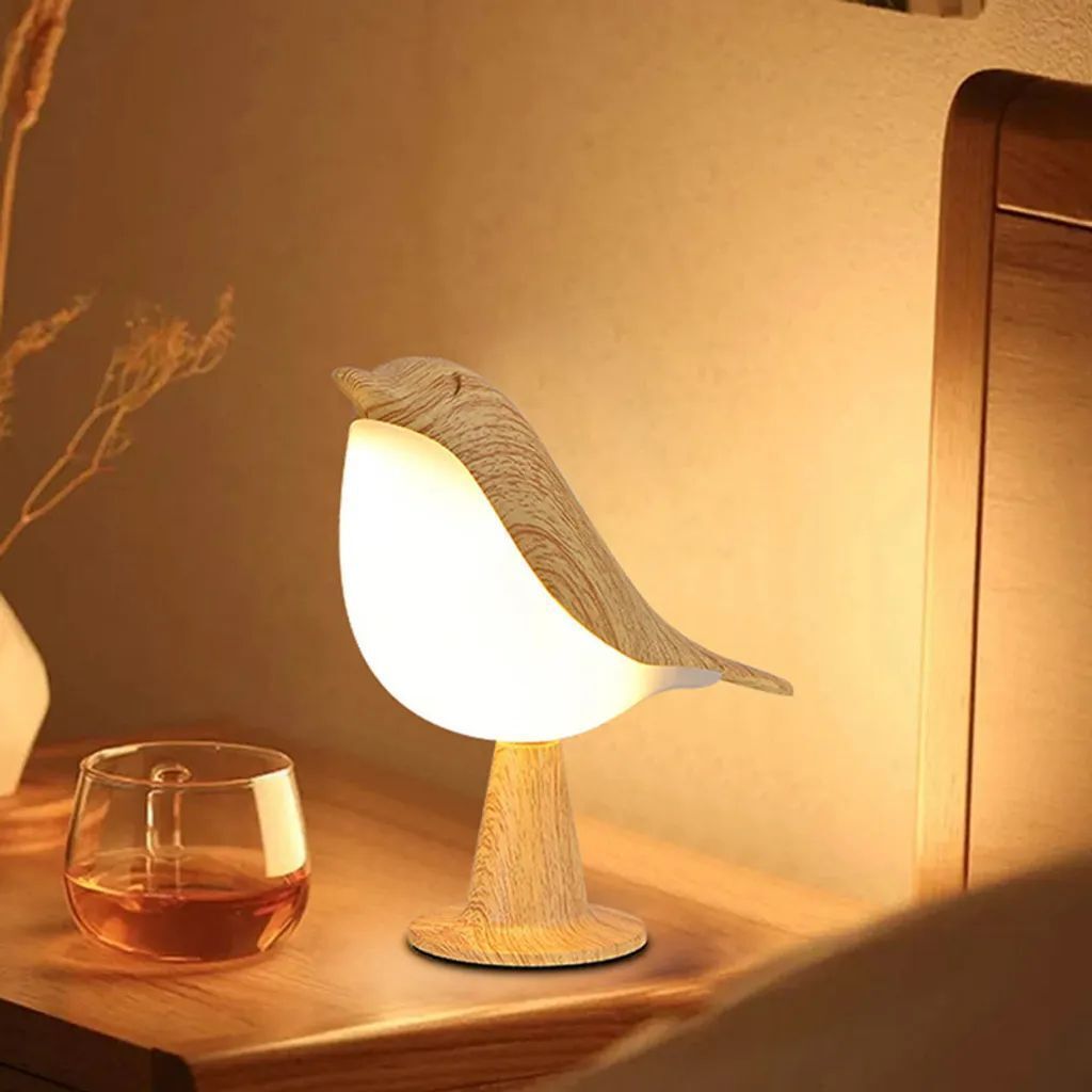 2er 15cm Braun Vogel LED Nachtlicht USB LED Produktbild 2