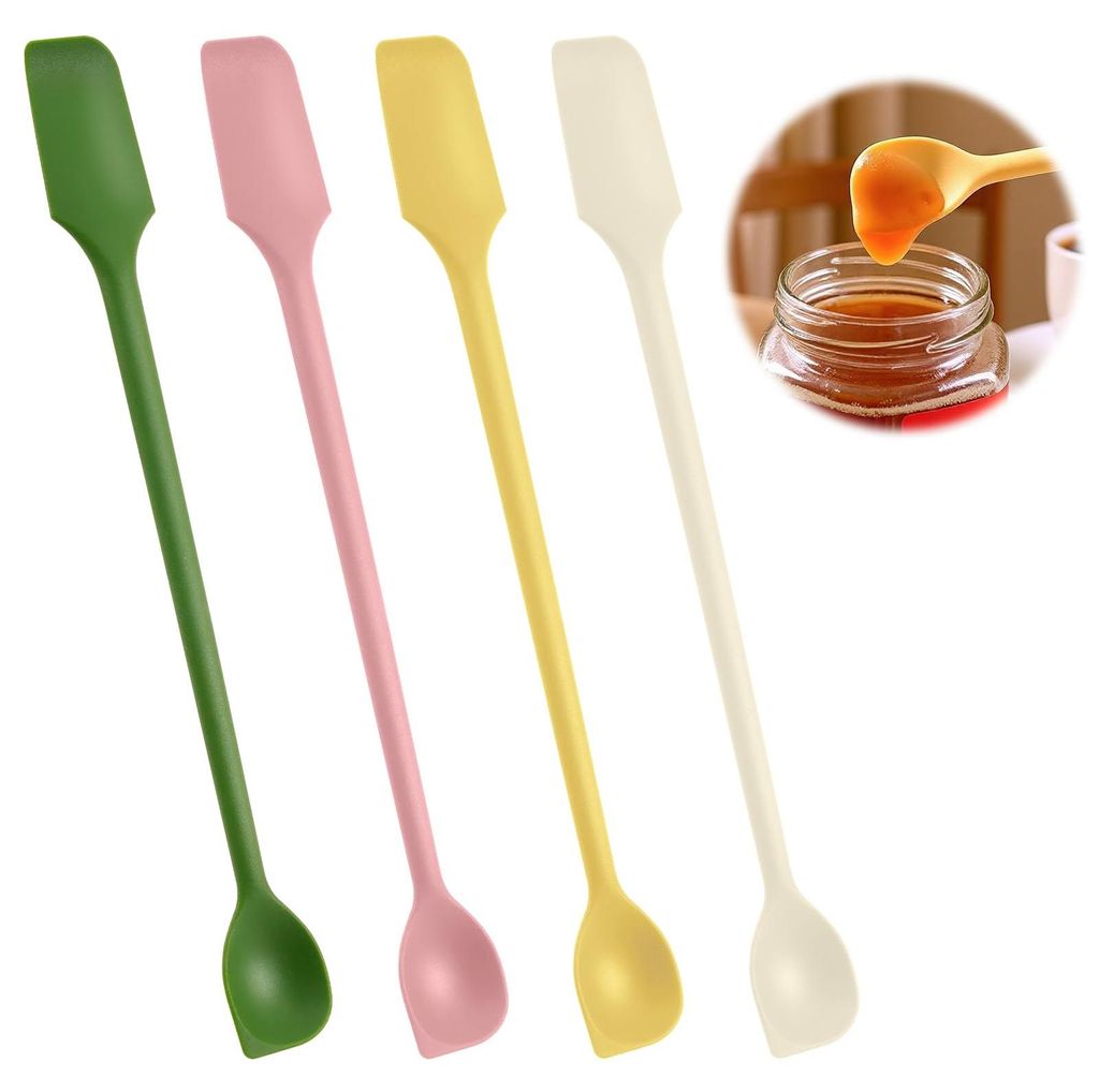 4-teiliges Silikonspatel-Set, doppelseitiger Schaber, klein, Küche, Teigschaber, Nutella-Löffel für Marmelade, für schmale und dünne Flaschen ...