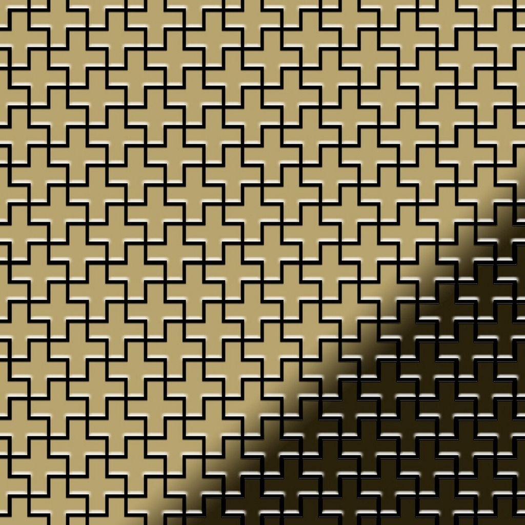 Mosaik Fliese massiv Metall Titan hochglanz gold 1,6mm Swiss Cross-Ti-GM