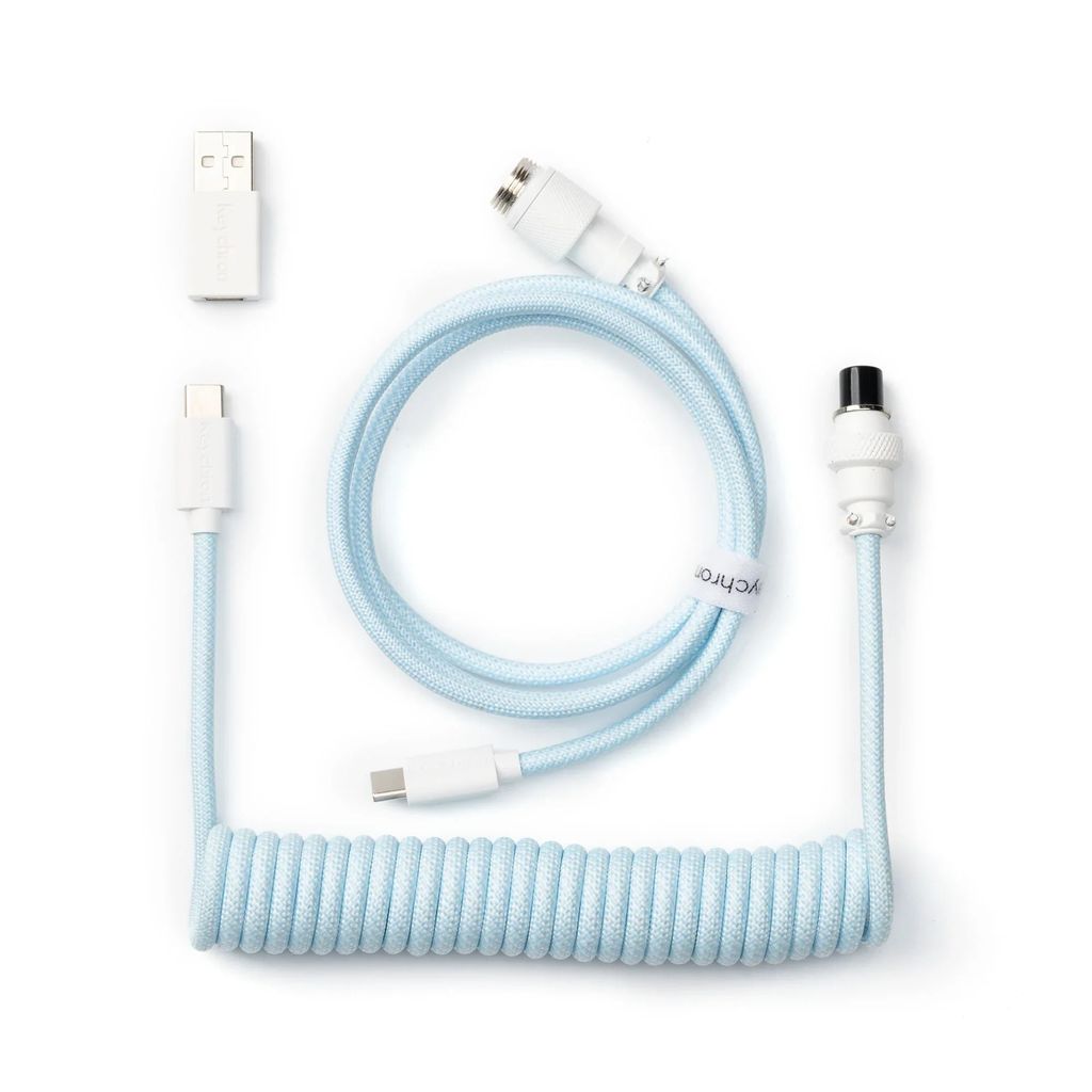 Keychron Coiled Aviator Cable - Spiralkabel fr mechanische Tastatur Hellblau - Gerade