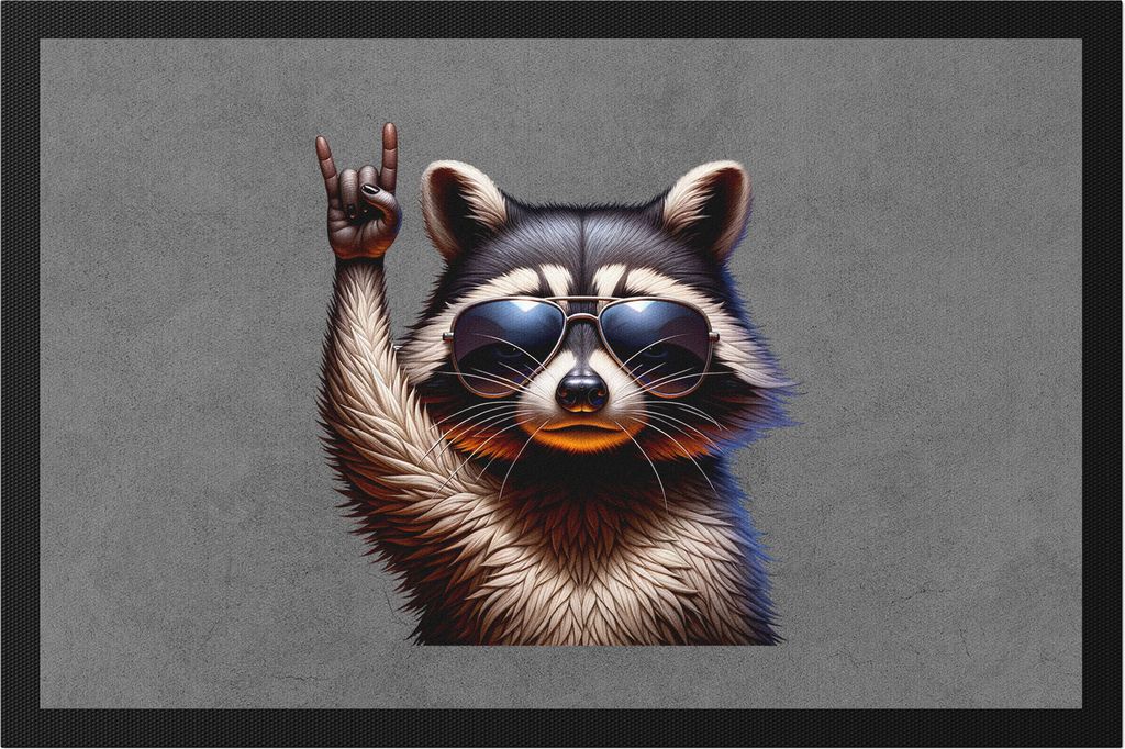 Waschbär Sonnenbrille Fußmatte Rocker Cool Tier Humor Frech