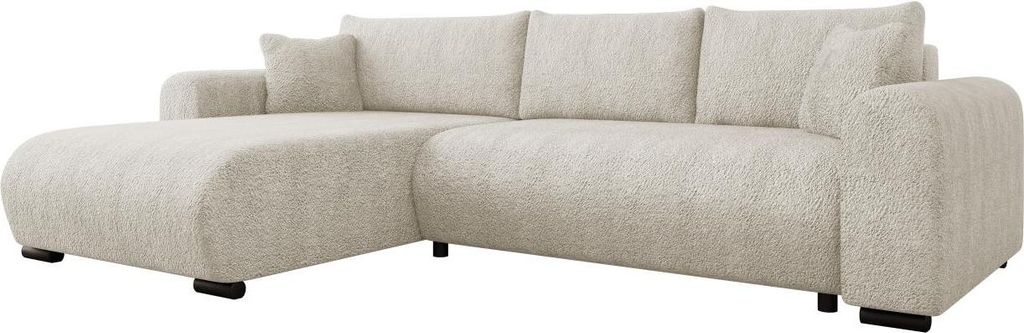 MIRJAN24 Ecksofa Merkos, Wohnzimmer L-Form mit Bettkasten und Schlaffunktion, Holzkonstruktion, Seite universal (Farbe: Coral 65)