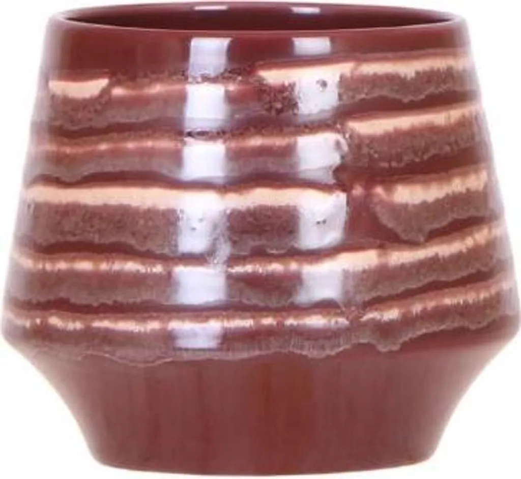 Cache-pot en céramique bordeaux Ø9cm étanche pour protéger vos meubles