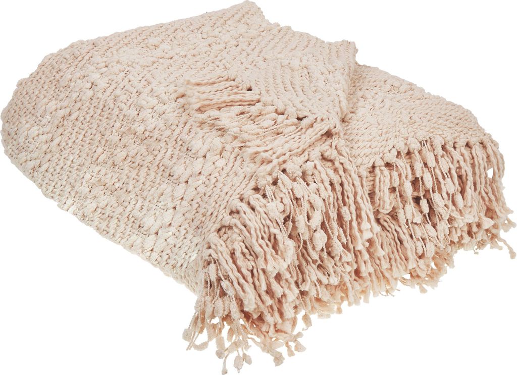 BELIANI Decke Hellbeige aus Baumwolle Acryl 200 x 220 cm mit Quasten Fransen Tagesdecke Kuscheldecke Wohndecke Wohnaccessoires Wohnzimmer Schlafzimmer