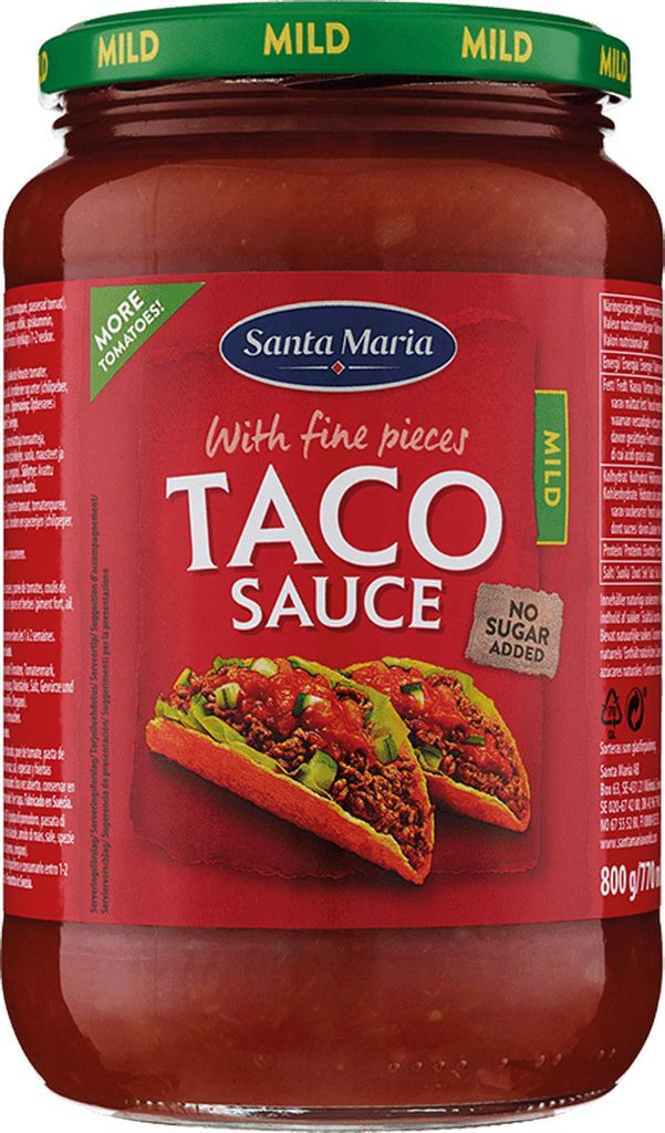 Verpackungsbild Santa Maria Taco Sauce mild Party tomatig fein ideal fuer Partys 800g