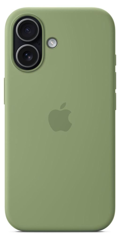A green iPhone case with the Apple logo.