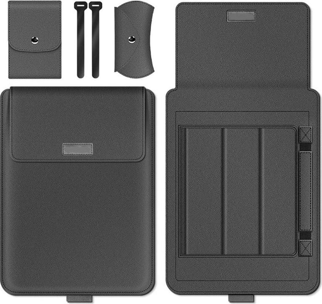 Multifunktionale Laptop-Hülle mit Ständer Faltbar Dreieck Stabil Wasserdicht PolyurethanDünn Tragbar, 13-14 zoll, Grau