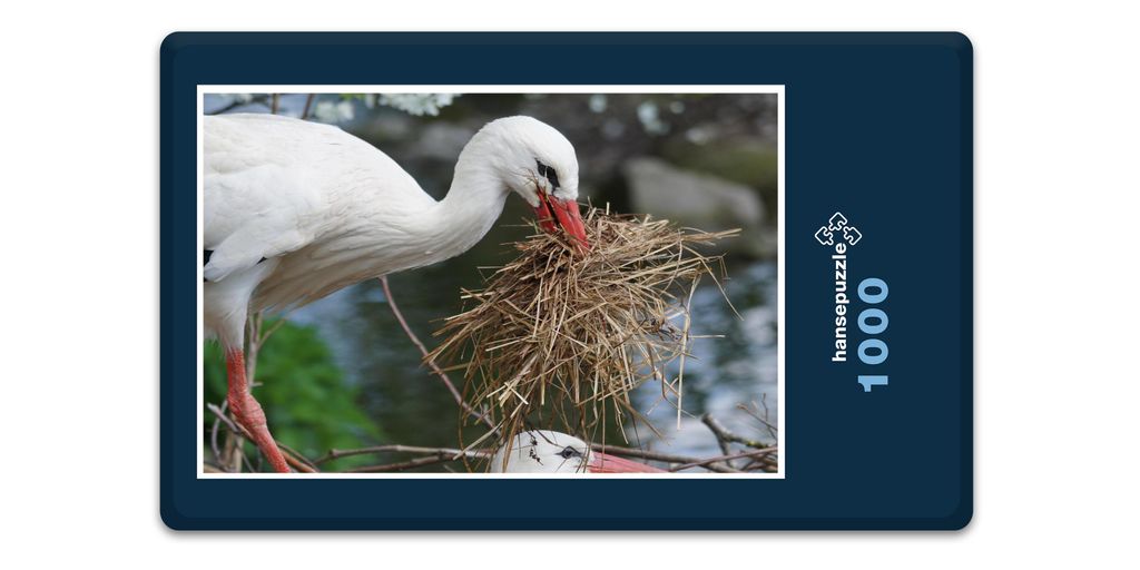 hansepuzzle 15421 - Storch im Nest Puzzle, 1000 Teile, Natur, 60,0 x 46,0cm mit hochwertiger Aufbewahrung, Kartonbox und wiederverschließbarem Beutel