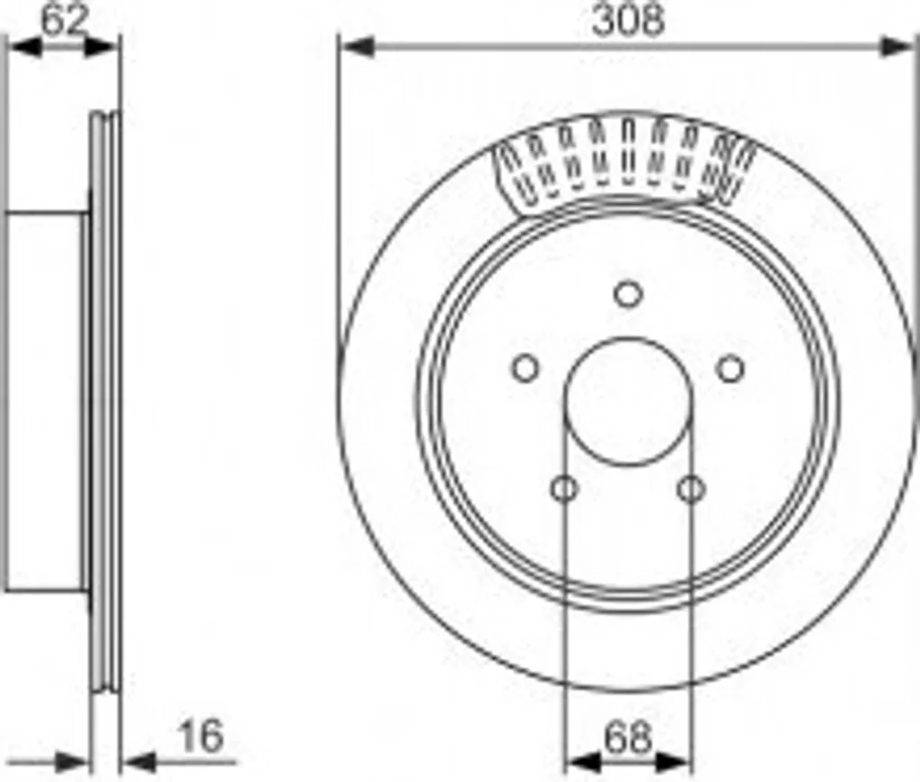 Disque de frein arrière pour Nissan Murano I et II, gamme Bosch OE 308mm