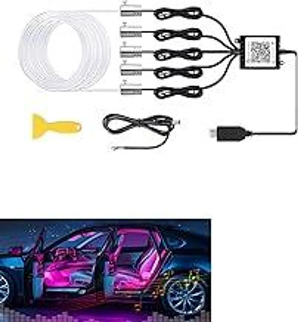YUGUANG Luci LED Auto Interni RGB - 600cm Strisce Ambientali App USB
