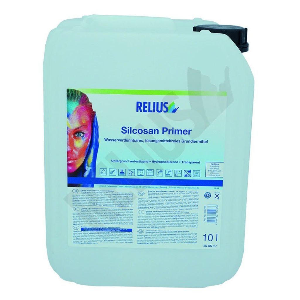 Relius Silcosan Primer farblos 10 Liter - Farbloses Grundiermittel auf Siliconharzbasis mit hoher Eindringtiefe