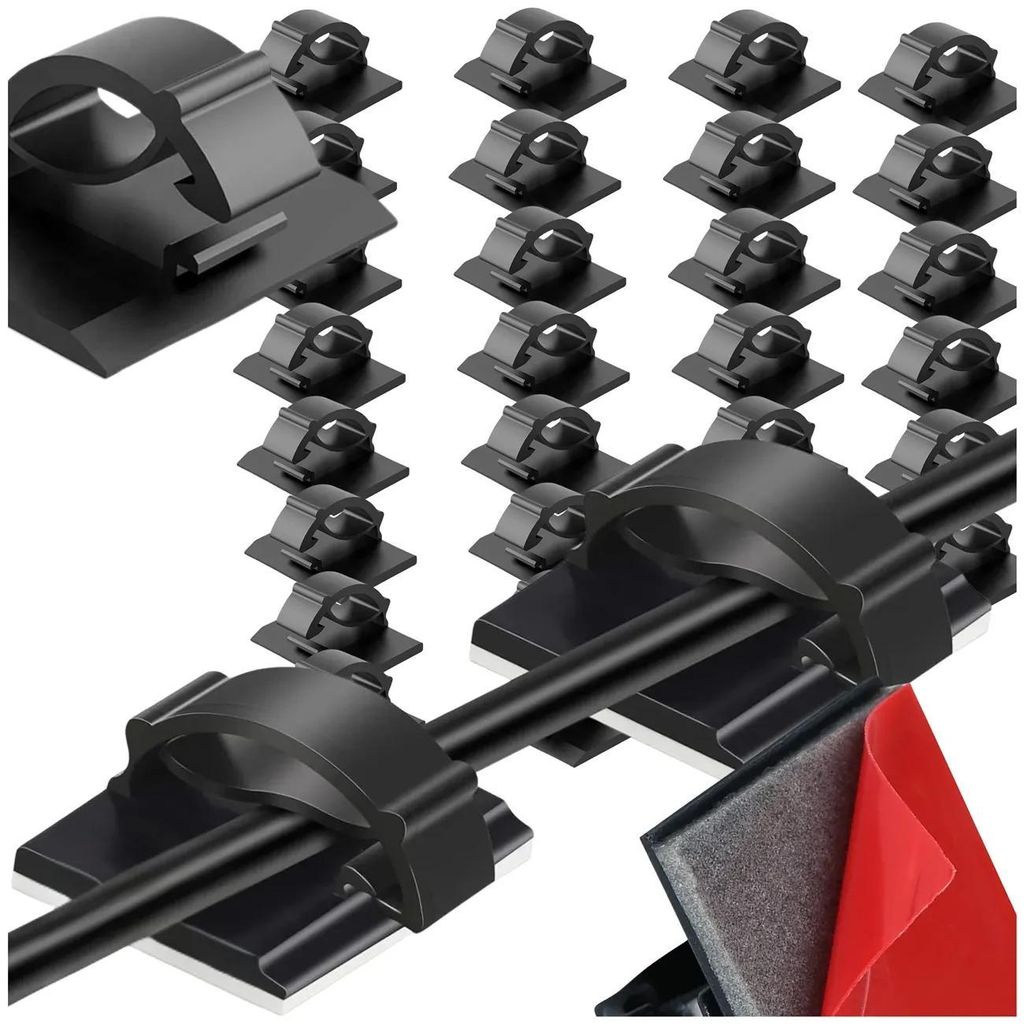 Kabelorganisator-Clips, selbstklebende Kabelhalter, 30 Stück, schwarz