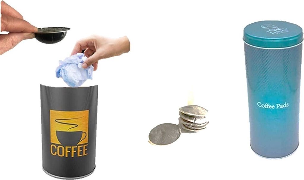 Premium Paddose für 20 Kaffeepads +Tisch Abfallbehälter ohne Deckel mit Ø 8,5 x 9 cm, 0.5 Liter Tischreste-Mülleimer