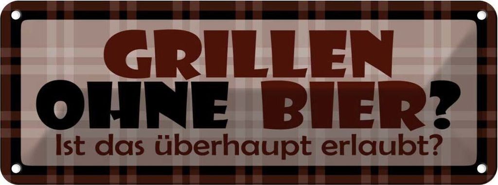 vianmo Blechschild 10x27 cm Grillen ohne Bier Essen Trinken