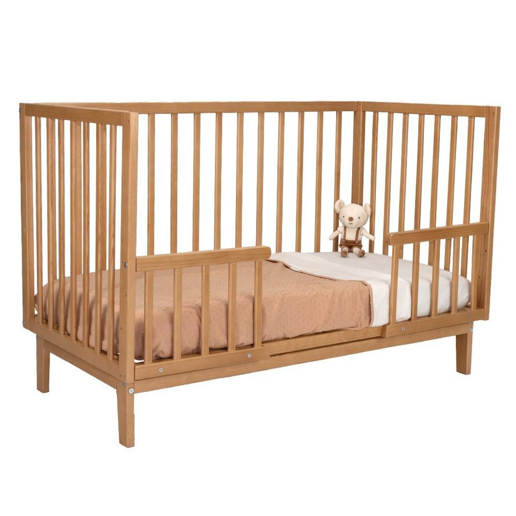 Novi Lauren 60x120 cm mitwachsendes Babybett, Buche, höhenverstellbar, umbaubar zum Juniorbett mit Rausfallschutz