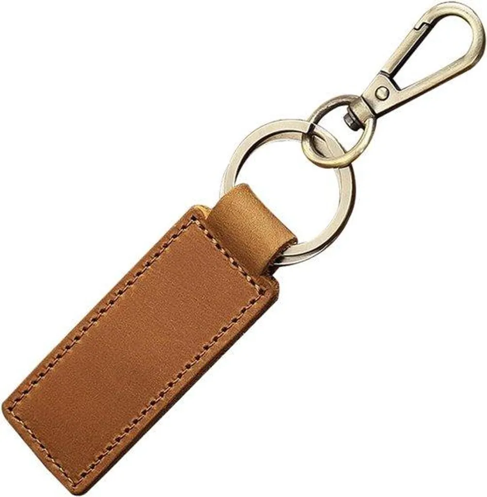 Porte-clés voiture cuir véritable et acier chromé - Finition Luxe 8cm