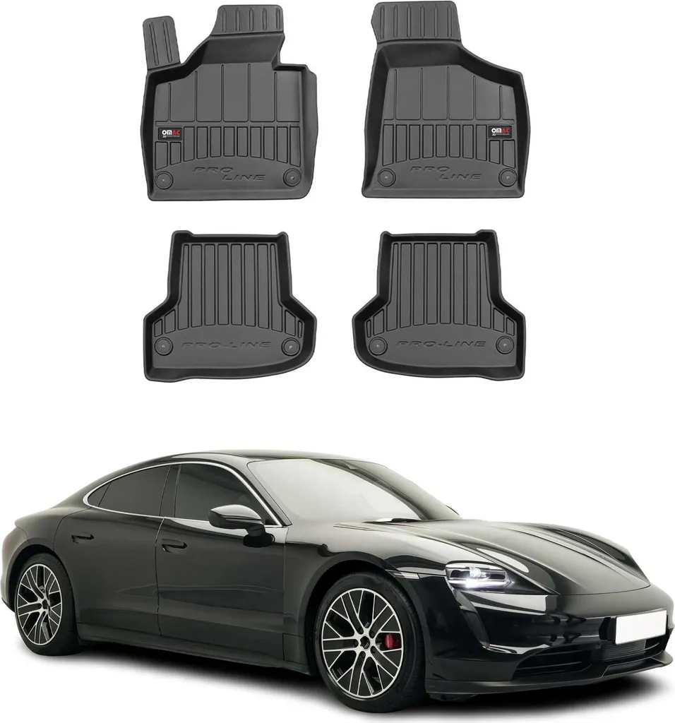 Tappetini Gomma Auto 3D Per Porsche Taycan (dal 2019) – Set Completo Con Scanalature Alte, Antiscivolo, Termoresistenti E Riciclabili - 4