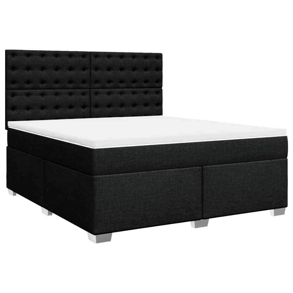vidaXL Boxspringbett mit Matratze Schwarz 180x200 cm Stoff