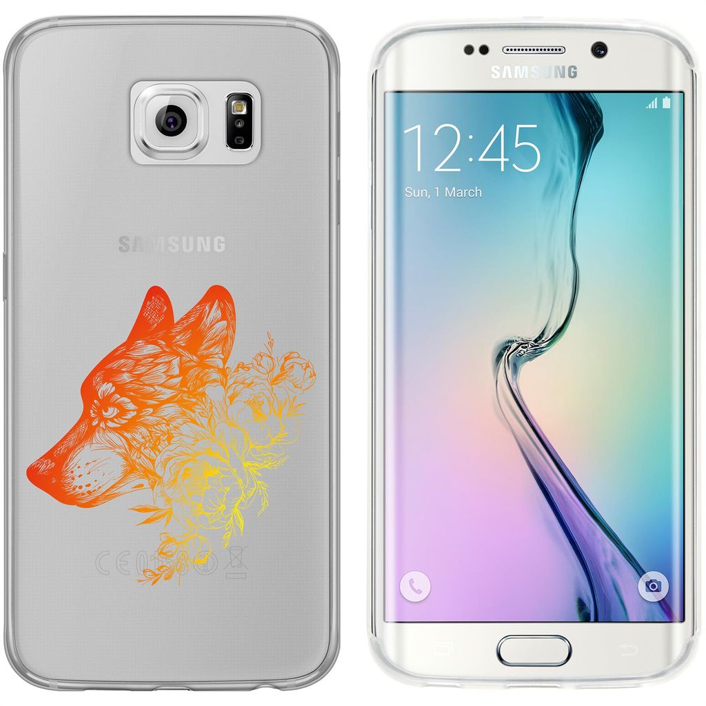 PhoneNatic Case kompatibel mit Samsung Galaxy S6 Edge Silikon-Hülle Floral Wolf M3-2