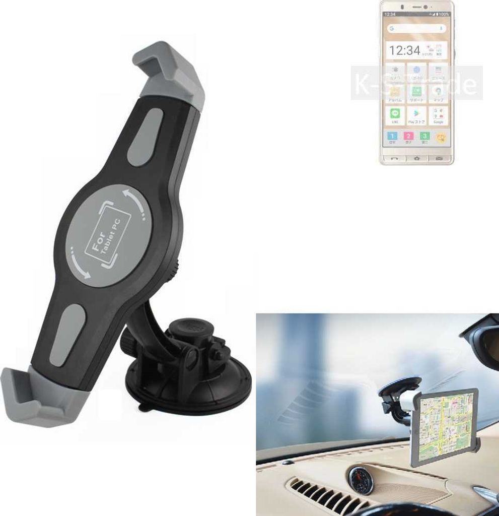 K-S-Trade Scheiben-Halterung für Tablets kompatibel mit Sharp SH-T01 KFZ Tablet Saugnapf Auto Halterung Windschutzscheibe Holder Halter