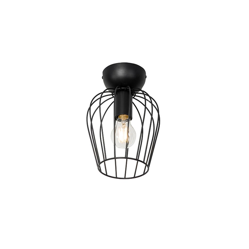 QAZQA - Moderne Deckenleuchte I Deckenlampe I Lampe I Leuchte Schwarz Draht - Palica I Wohnzimmer I Schlafzimmer - Stahl Rund - LED geeignet E27