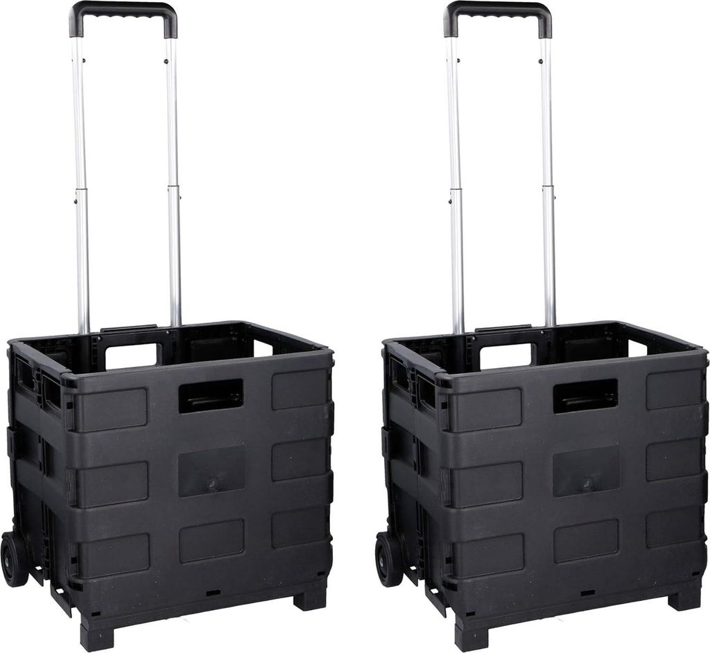 Set aus 2 faltbaren Transportwagen - Einkaufstrolley mit 25 kg Tragfähigkeit - Zusammenklappbarer Trolley für Einkäufe, Werkzeuge und mehr