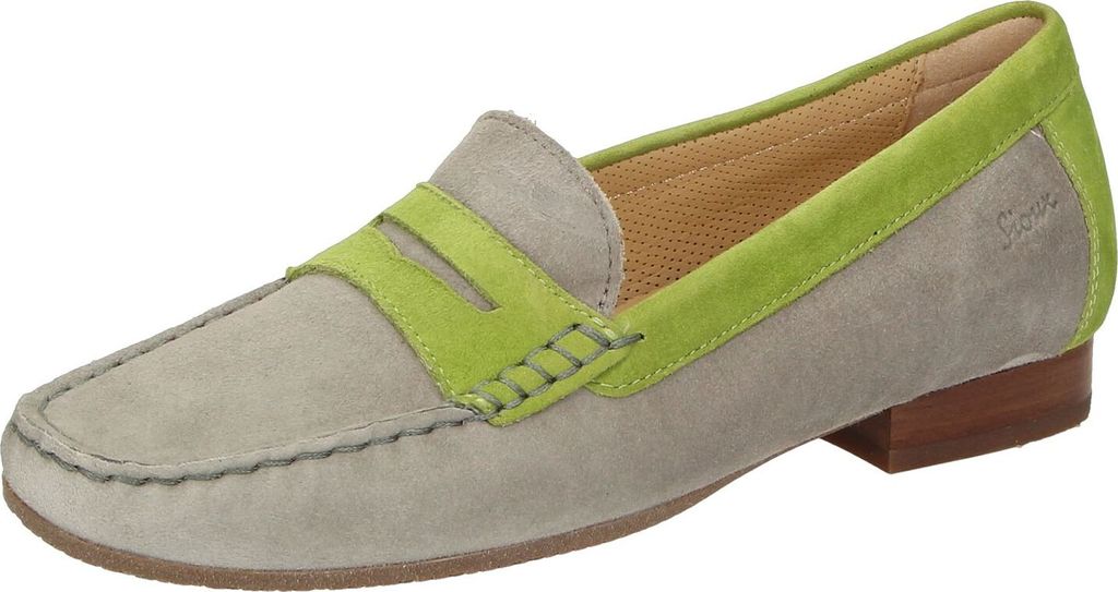 SIOUX Germany Damen Schuhe Slipper CORBINA 5.5 Wechselfußbett Grau Grün, Größe:EUR 35 - UK 3