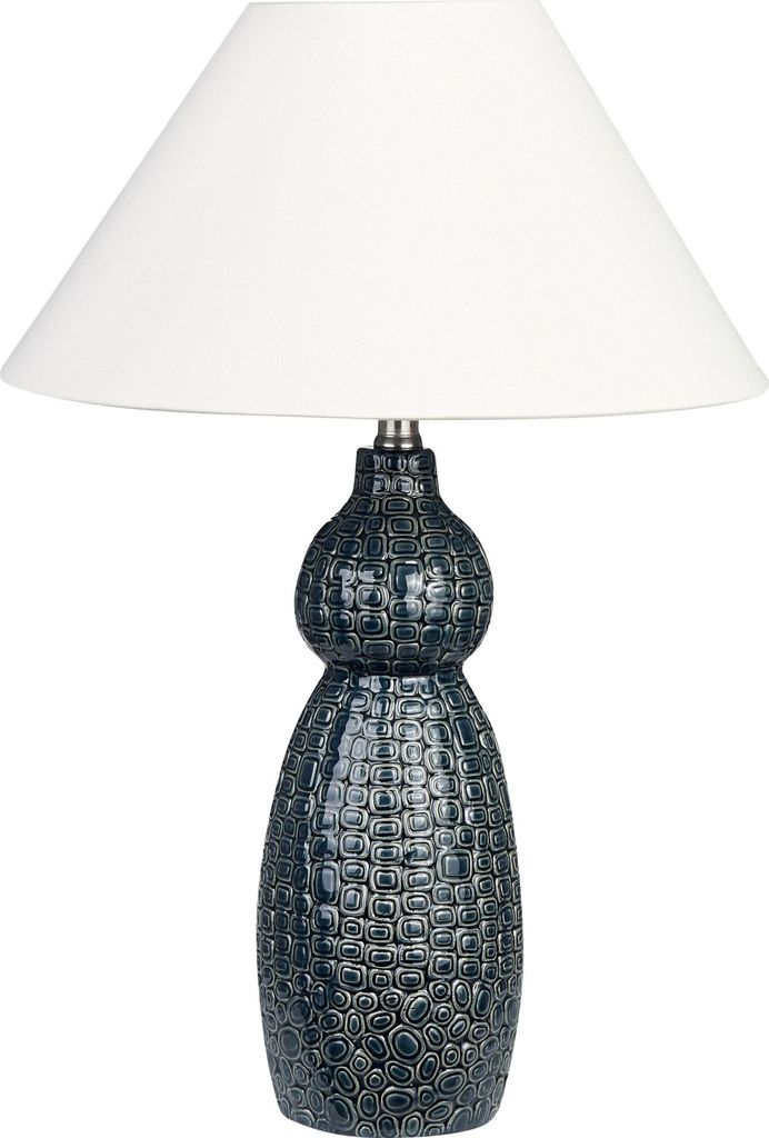 BELIANI Tischlampe Dunkelblau Keramiksockel Stoffschirm Raumbeleuchtung Nachttischlampe