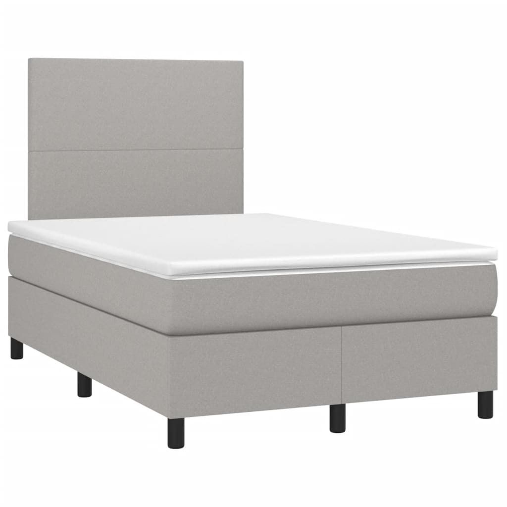vidaXL Boxspringbett mit Matratze Hellgrau 120x190 cm Stoff