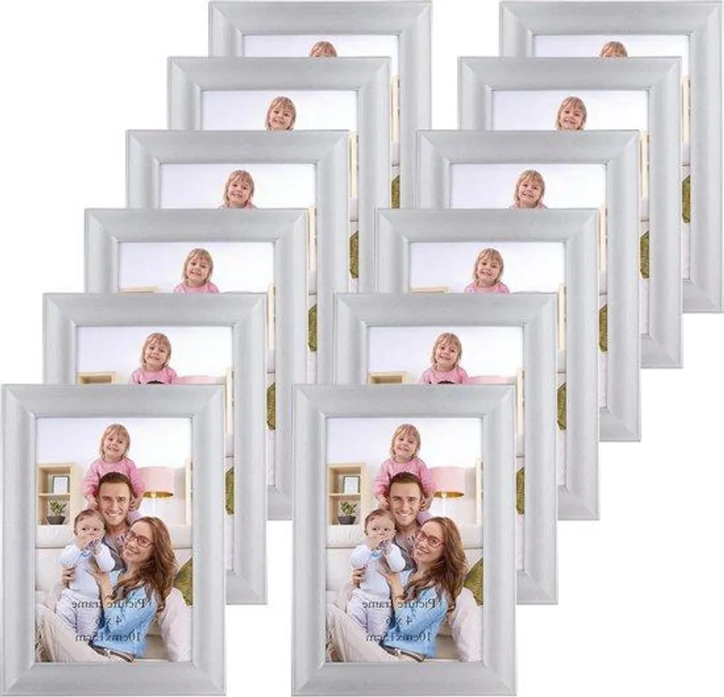 Cadres photo 10x15 cm argentés incassables en plexiglas haute qualité