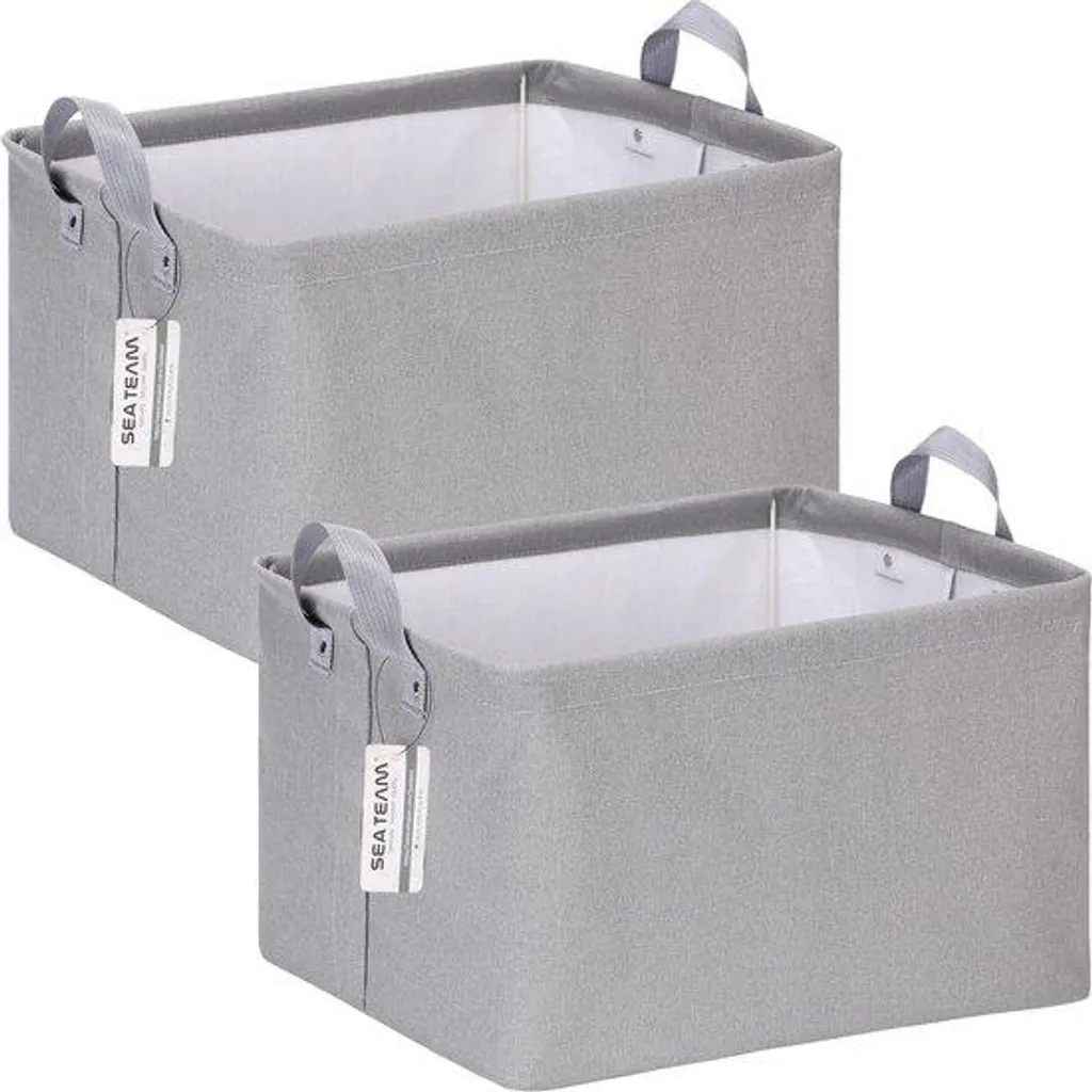 Lot 2 sacs de linge ultra légers et pliables coloris gris en tissu 42x30x25cm