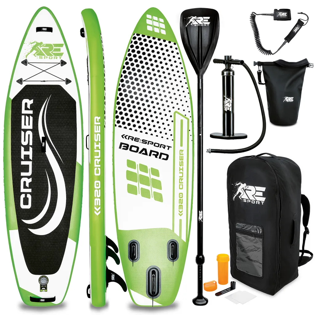Planche de Stand Up Paddle Gonflable 320 cm Verte et Pack Complet SUP