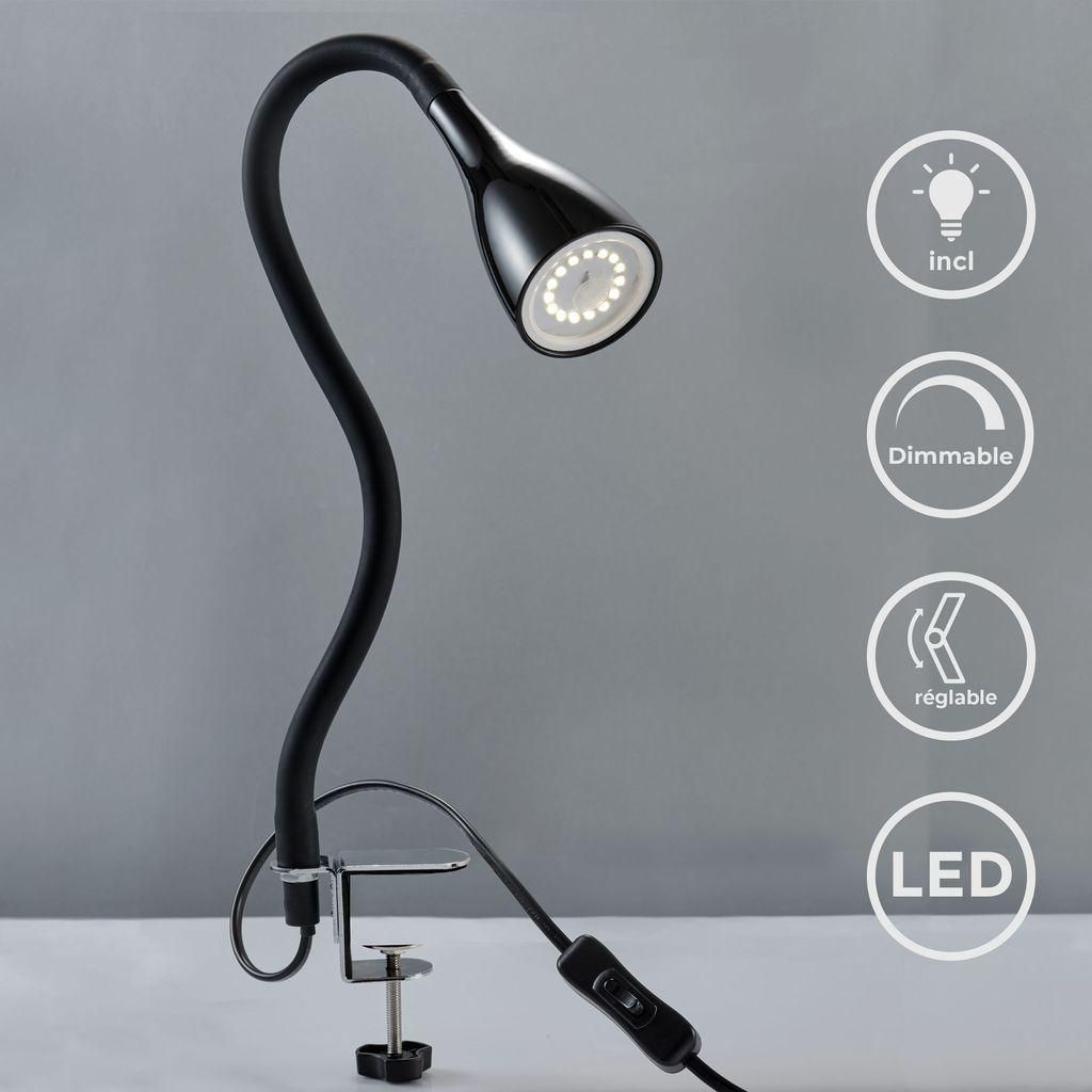 B.K.Licht - Lampe à pince LED dimmable noir - Lampe de Image du produit 