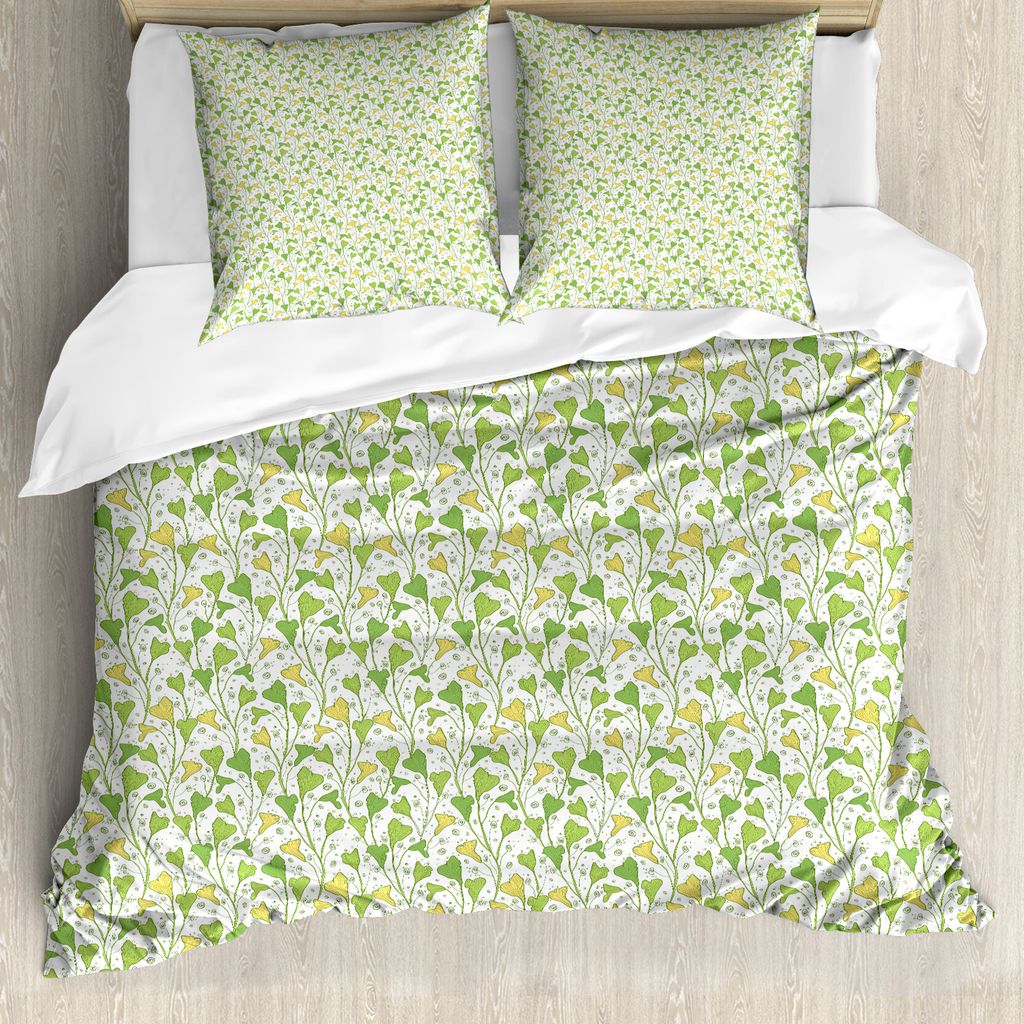 ABAKUHAUS Botanisch Bettbezug Set für Einzelbetten, curlicue Aehrenstiele, Milbensicher Allergiker geeignet mit Kissenbezug, 155 cm x 220 cm - 80 ...