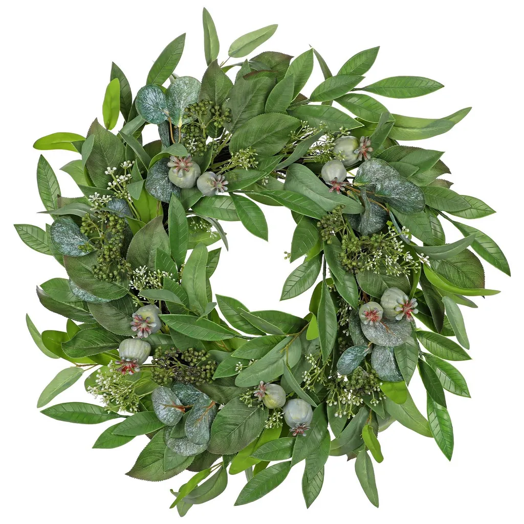 Couronne de porte eucalyptus 60 cm - Pour décoration intérieure murale