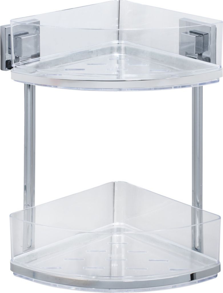 WENKO Eck Dusch Caddy Regal Ablage Bad ohne Bohren Edelstahl 2 Ablagen QUADRO