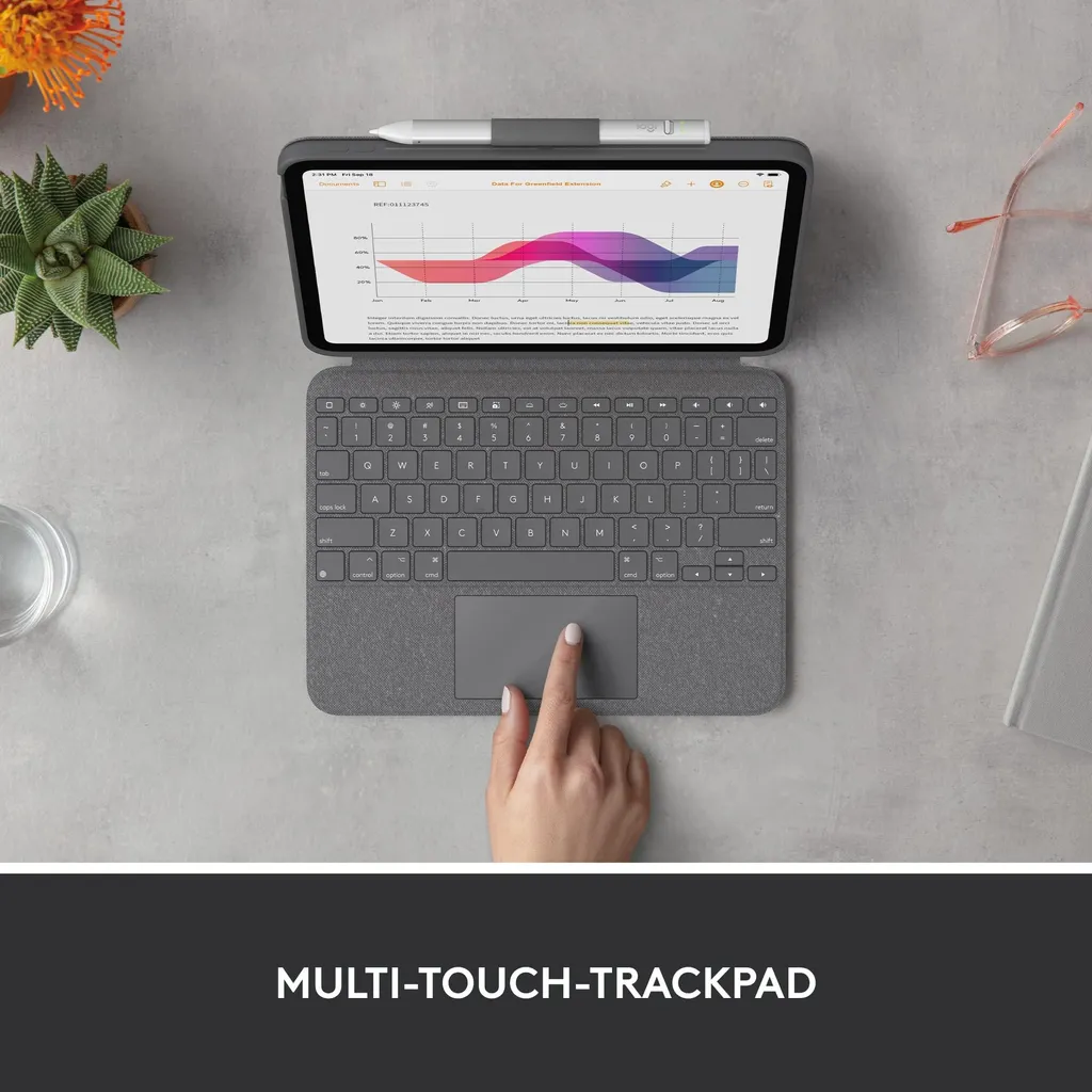 Logitech Combo Touch 920-011435 Clavier iPad avec Trackpad Oxford Gray - 15