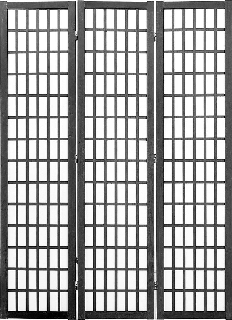 SucceBuy 3-teiliger japanischer Raumteiler, faltbarer Sichtschutz aus Holz,Tungholz, MDF-Platte, Vliesstoff