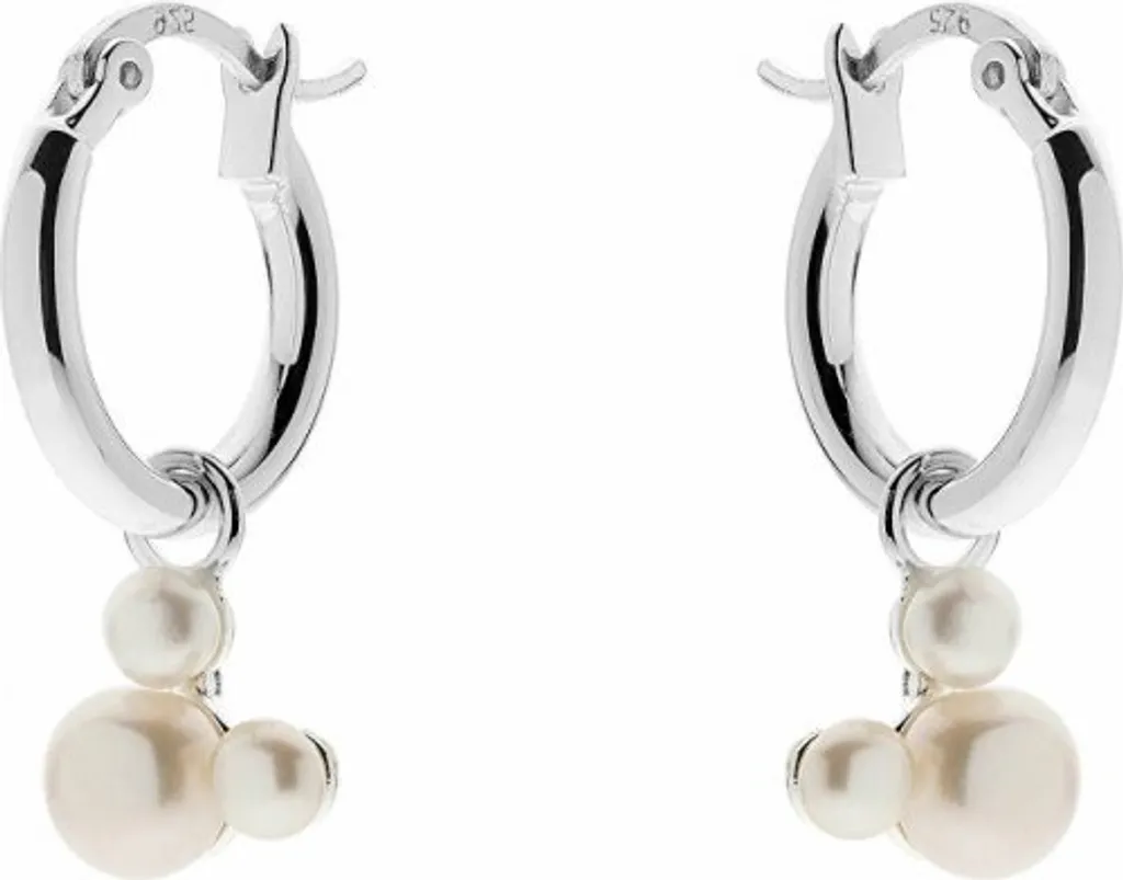 Boucles d'oreilles créoles en argent et perles fines ES00034SMAL