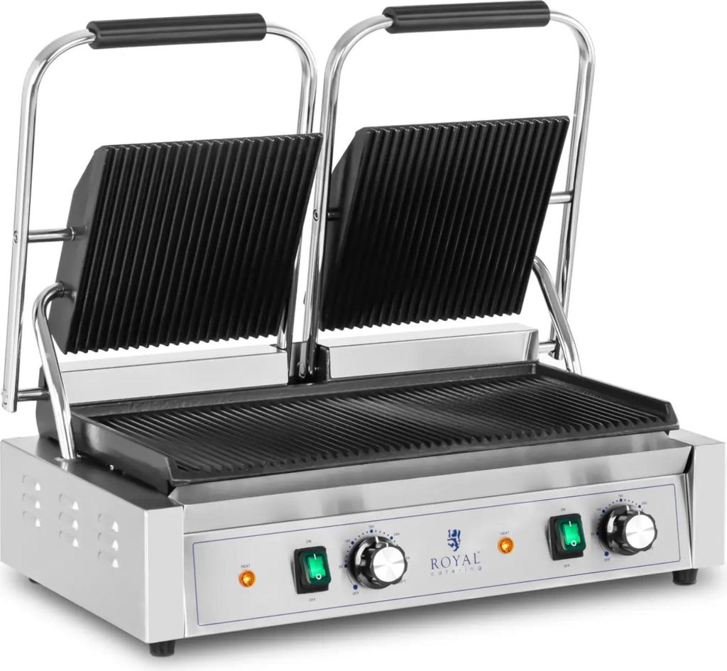 Expondo Royal Catering Doppel Kontaktgrill - 3.600 W - geriffelt