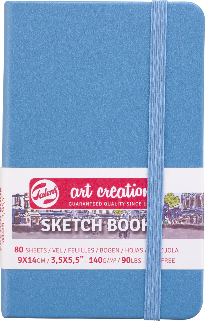 Carnet de dessin rigide anti-pliure papier 140g format poche bleu clair