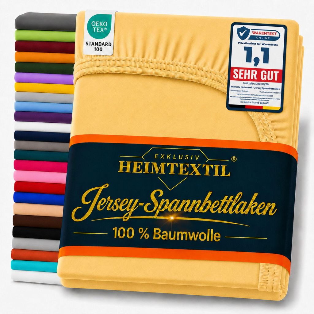 EXKLUSIV HEIMTEXTIL Jersey Spannbettlaken 120 x 200 cm Gelb Produktbild 