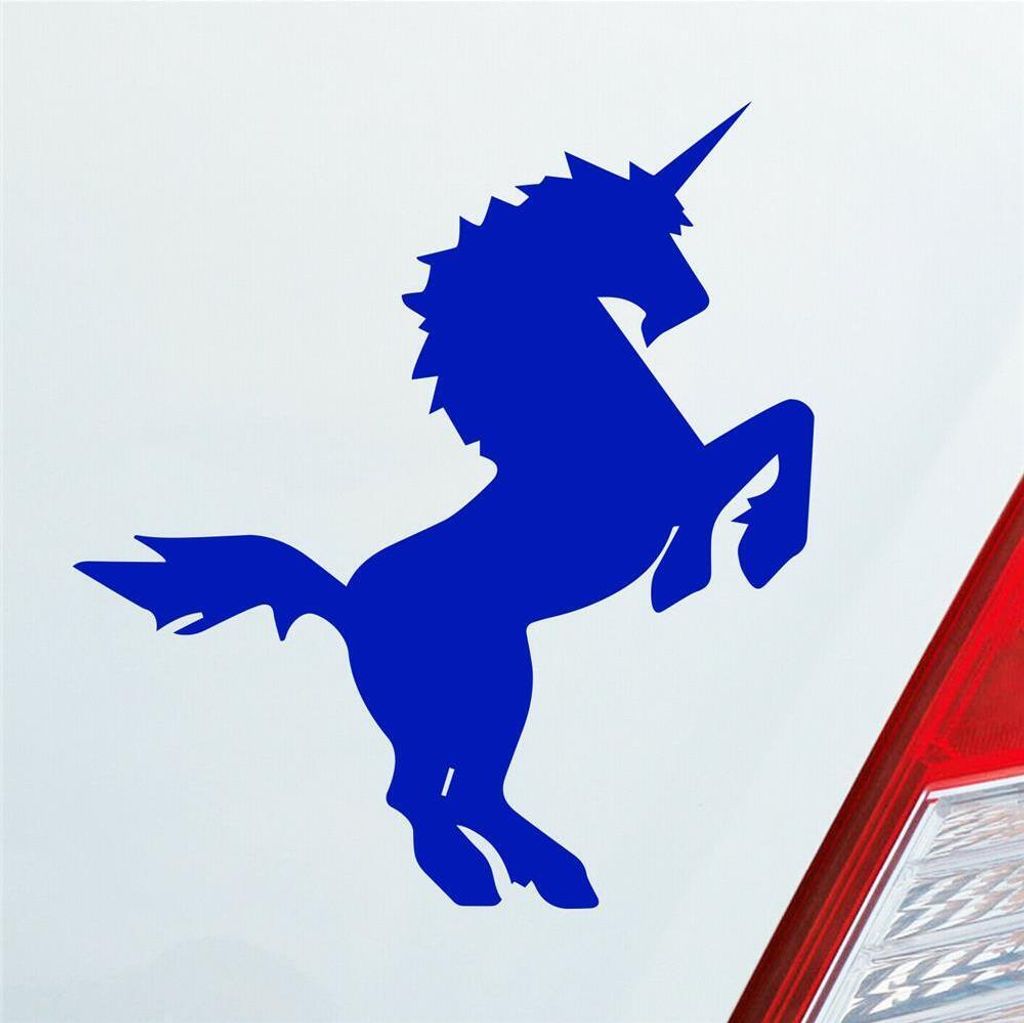 Auto Aufkleber Einhorn Last Unicorn Pferd Pony 10x11 cm Dunkelblau Sticker Heckscheibenaufkleber